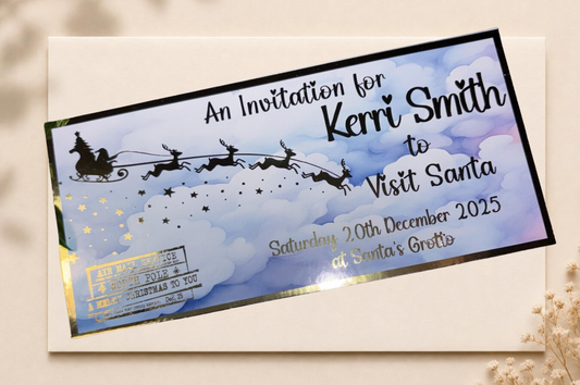 Foiled Christmas Ticket - Invitation to visit Santa