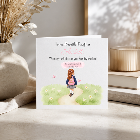 First Day at School Card for Girls