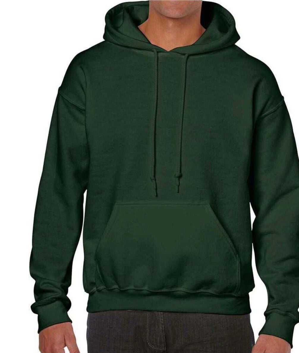 Green hoodie worn by a person on a white background